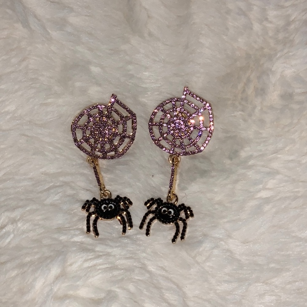 *Bauble* spider spiderweb rhinestone earrings